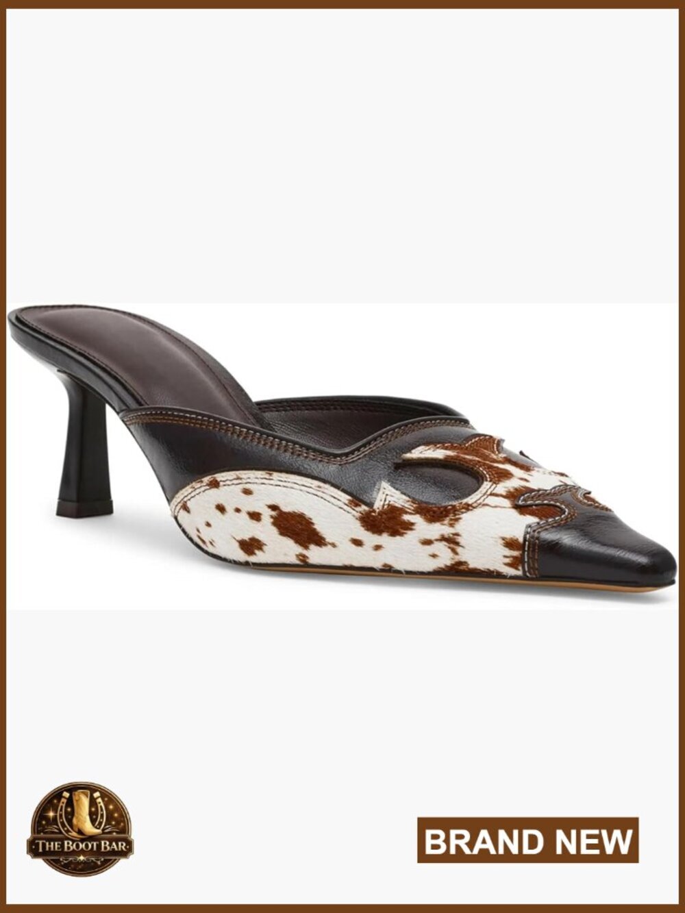 Kitten Heel Mules Women Closed Pointed Toe Backless Pumps Slip On Flame Design